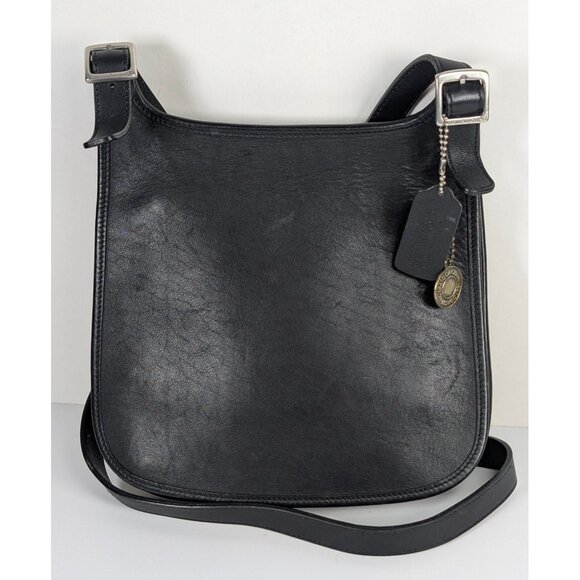 Vintage Coach 9131 Legacy Saddle Black Leather Flap Crossbody Shoulder Bag Purse - Picture 2 of 7